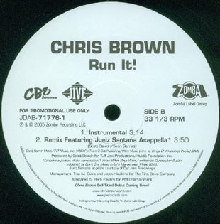 Chris Brown (4) Featuring Juelz Santana : Run It! (Remix) (12", Promo)