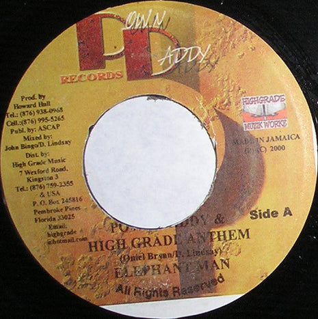 Elephant Man / Dave Lindsay : Pown Daddy & High Grade Anthem / Skunk (7")