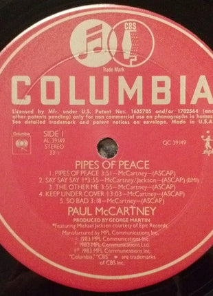 Paul McCartney : Pipes Of Peace (LP, Album, Pit)