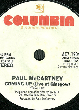 Paul McCartney : Coming Up (Live At Glasgow) (7", S/Sided, Promo, Ter)