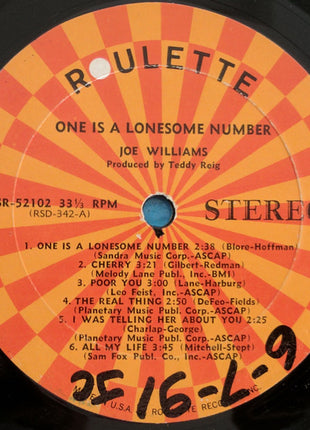 Joe Williams : One Is A Lonesome Number (LP, Album)