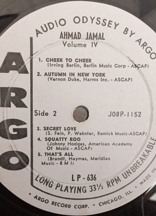 Ahmad Jamal Trio : Volume IV (LP, Album, Mono)