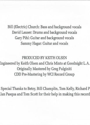 Sammy Hagar : Standing Hampton (CD, Album, RE)