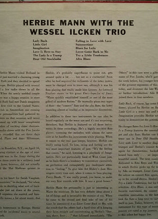 Herbie Mann With  The Wessel Ilcken Trio* : Herbie Mann With The Wessel Ilcken Trio (LP, Album, Mono)