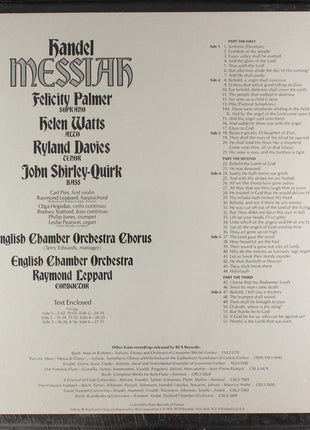 Georg Friedrich Händel, Felicity Palmer, Helen Watts, Ryland Davies, John Shirley-Quirk, English Chamber Orchestra And English Chamber Orchestra Choir, Raymond Leppard : Messiah (3xLP, Album + Box)