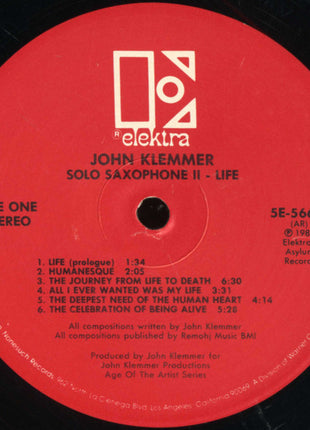 John Klemmer : Solo Saxophone II - Life (LP, Album)