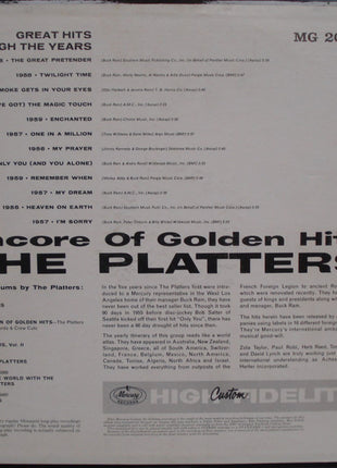 The Platters : Encore Of Golden Hits (LP, Comp, Mono)