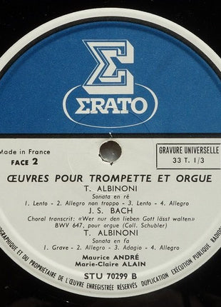 Maurice André, Marie-Claire Alain - J.S. Bach* - C. Gervaise* - G.B. Viviani* - T. Albinoni* : Œuvres Pour Trompette Et Orgue (Vol. 1) (LP)