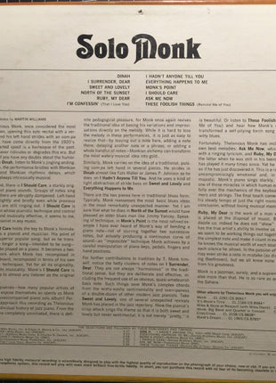 Monk* : Solo Monk (LP, Album, Mono, Promo)
