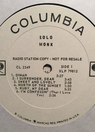 Monk* : Solo Monk (LP, Album, Mono, Promo)