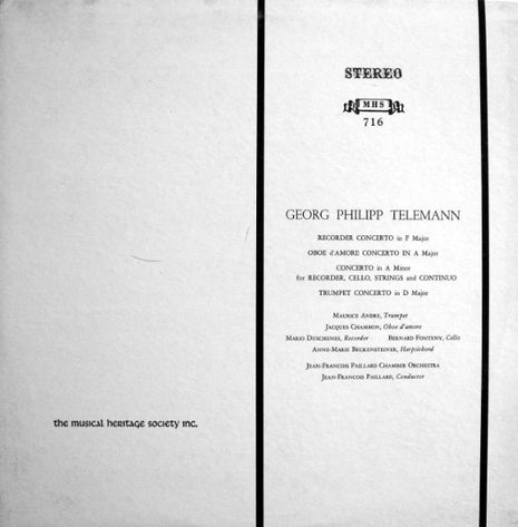 Georg Philipp Telemann, Jean-François Paillard : Georg Phillip Telemann (LP)