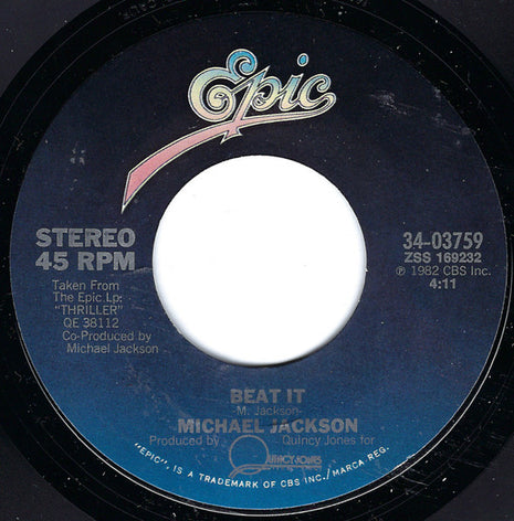 Michael Jackson : Beat It (7", Single, Styrene, Pit)
