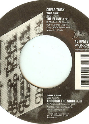 Cheap Trick : The Flame (7", Single, Styrene, Car)