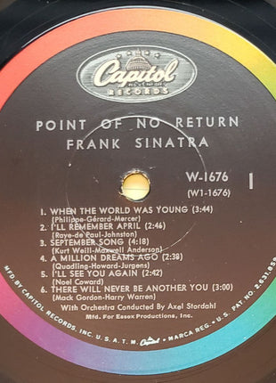 Frank Sinatra : Point Of No Return (LP, Album, Mono, Scr)