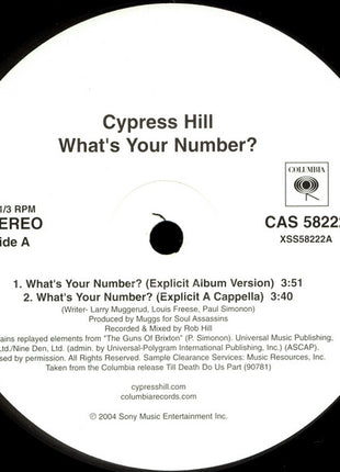 Cypress Hill : What's Your Number? (12")