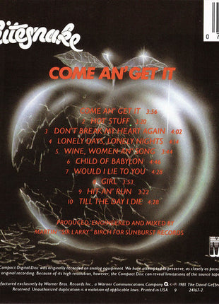 Whitesnake : Come An' Get It (CD, Album, RE)