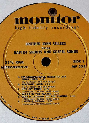 Brother John Sellers : Baptist Shouts And Gospel Songs (LP, Album, Mono)