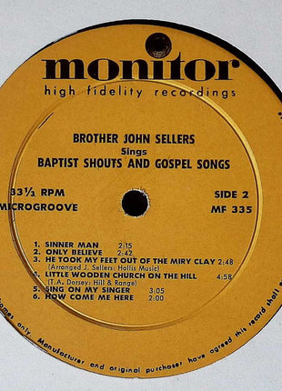 Brother John Sellers : Baptist Shouts And Gospel Songs (LP, Album, Mono)