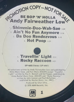 Andy Fairweather-Low : Be Bop 'N' Holla (LP, Album, Promo)