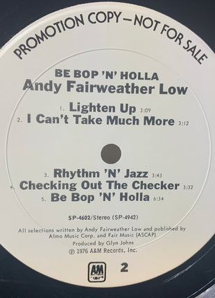 Andy Fairweather-Low : Be Bop 'N' Holla (LP, Album, Promo)