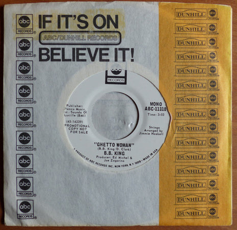 B.B. King : Ghetto Woman (7", Single, Promo)