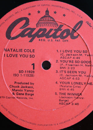 Natalie Cole : I Love You So (LP, Album, All)