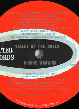 Dionne Warwick : Valley Of The Dolls (LP, Album, Ter)