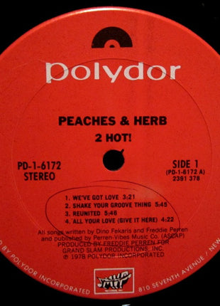 Peaches & Herb : 2 Hot! (LP, Album, Pit)