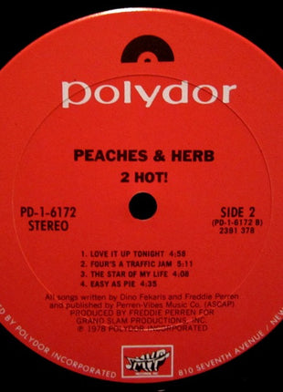 Peaches & Herb : 2 Hot! (LP, Album, Pit)