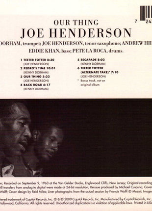 Joe Henderson : Our Thing (CD, Album, RE, RM)