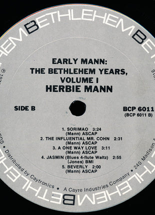 Herbie Mann : Early Mann - The Bethlehem Years, Volume 1 (LP, Comp, RP, Ter)