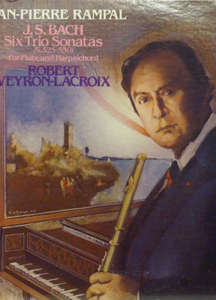 Johann Sebastian Bach, Jean-Pierre Rampal, Robert Veyron-Lacroix : Six Trio Sonatas for Flute and Harpsichord, S. 525-530 (LP, Album, Ind)