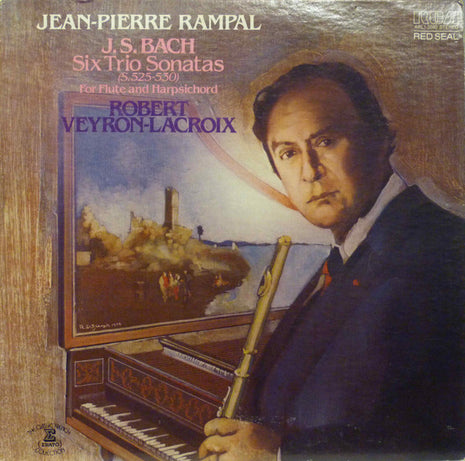 Johann Sebastian Bach, Jean-Pierre Rampal, Robert Veyron-Lacroix : Six Trio Sonatas for Flute and Harpsichord, S. 525-530 (LP, Album, Ind)