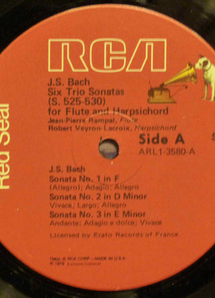 Johann Sebastian Bach, Jean-Pierre Rampal, Robert Veyron-Lacroix : Six Trio Sonatas for Flute and Harpsichord, S. 525-530 (LP, Album, Ind)