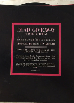 Shalamar : Dead Giveaway (7", Single, SP )
