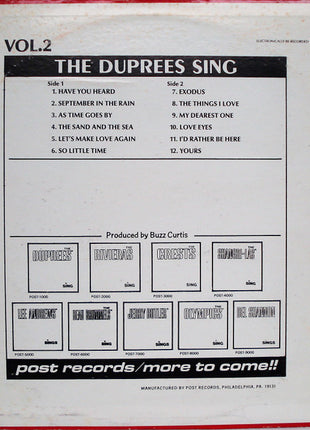 The Duprees : The Duprees Sing Volume 2 (LP, Comp)