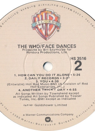 The Who : Face Dances (LP, Album, Win)