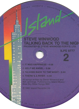Steve Winwood : Talking Back To The Night (LP, Album, Win)