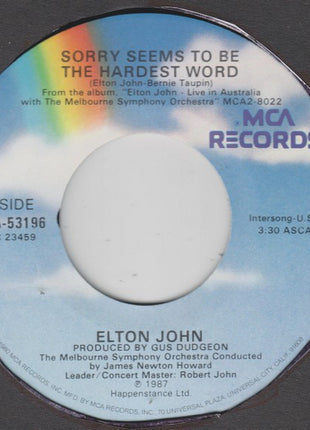 Elton John : Candle In The Wind (7", Single, Yel)