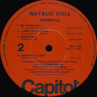 Natalie Cole : Thankful (LP, Album)