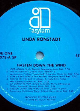 Linda Ronstadt : Hasten Down The Wind (LP, Album, SP )