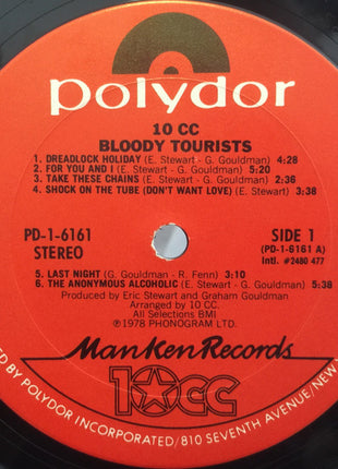 10cc : Bloody Tourists (LP, Album, Pit)