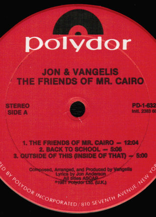 Jon & Vangelis : The Friends Of Mr. Cairo (LP, Album, 53-)