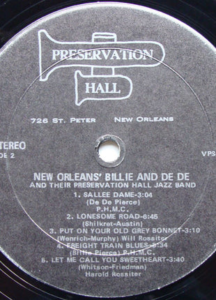 Billie & De De Pierce And Their Preservation Hall Jazz Band : New Orleans' Billie And De De And Their Preservation Hall Jazz Band (LP, Album)