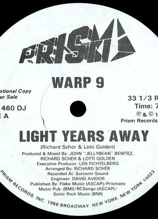 Warp 9 : Light Years Away (12", Promo)