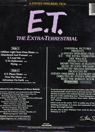 John Williams (4) : E.T. The Extra-Terrestrial (Music From The Original Motion Picture Soundtrack) (LP, Album, Pin)