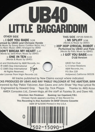 UB40 : Little Baggariddim (12", EP, EMW)