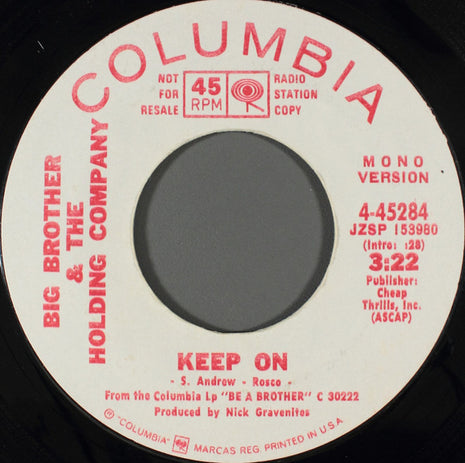 Big Brother & The Holding Company : Keep On (7", Promo)