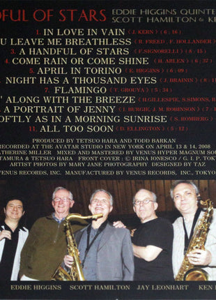 Eddie Higgins Quintet Featuring Scott Hamilton and Ken Peplowski : A Handful Of Stars (CD, Album)