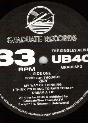 UB40 : The Singles Album (LP, Album, Comp)